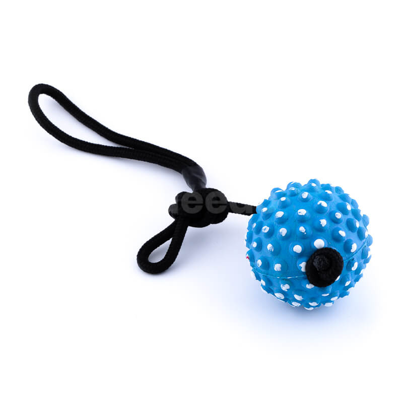 Kvalitná hračka pre psa lano lopta pichliače modrá