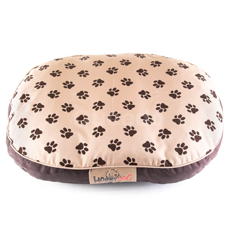 Nádherný oválny matrac pre psa labky béžový