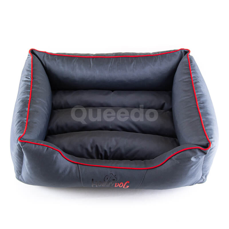 Kvalitný a praktický pelech pre psa Comfort šedý červené lemo