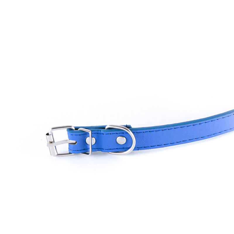 Elegantný kožený obojok pre psa basic modrej farby