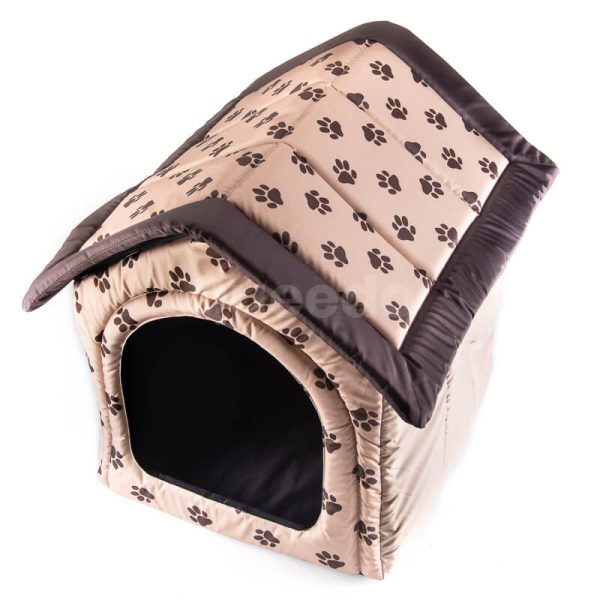 Praktický a elegantný textilný dom pre psa labky béžový