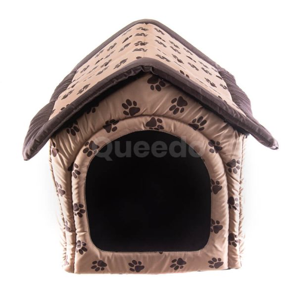 Pohodlný textilný domček pre psa labky béžový