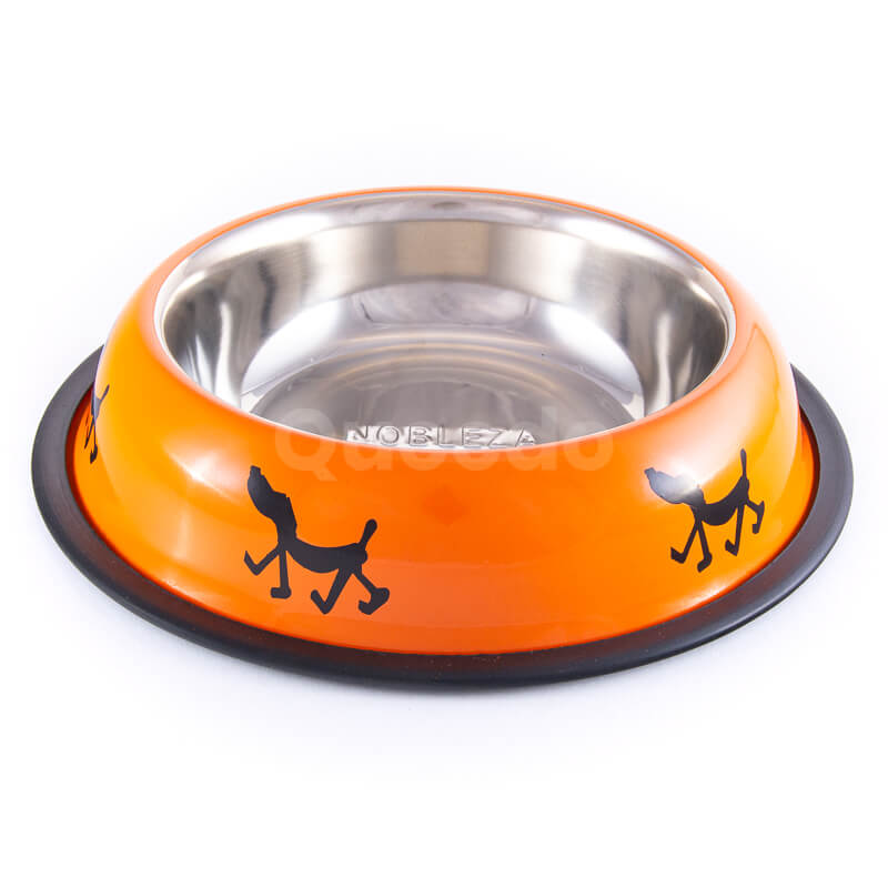 Moderné nerezové misky pre psov nápisy oranžové
