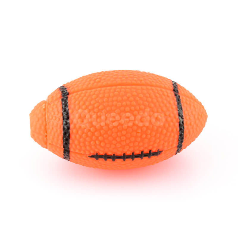 Pískajúca hračka pre psa rugby lopta oranžová