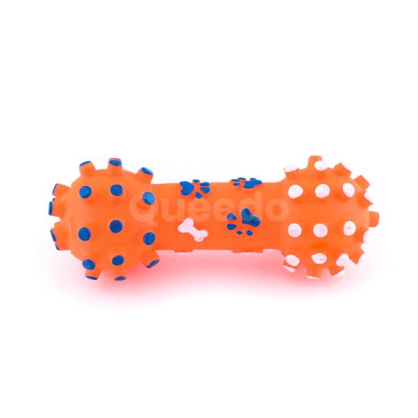 Pískajúca hračka pre psa kosť pichliače menšia oranžovej farby