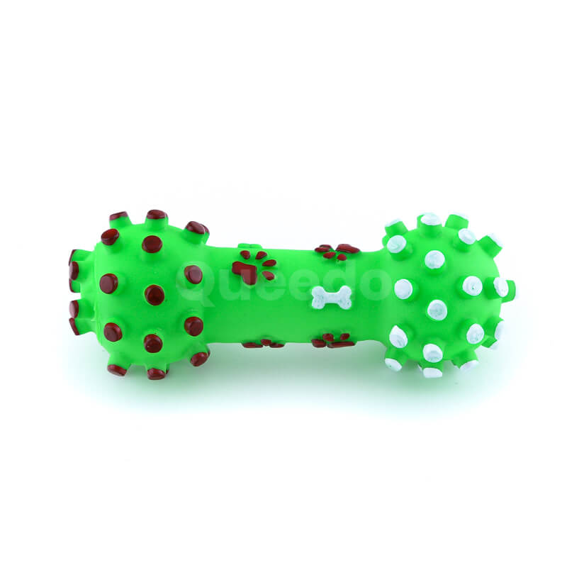 Zábavná pískajúca hračka pre psa kosť pichliače menšia zelenej farby