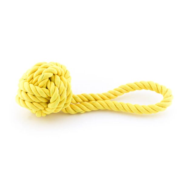 Pevná hračka pre psa lano uzol žltá
