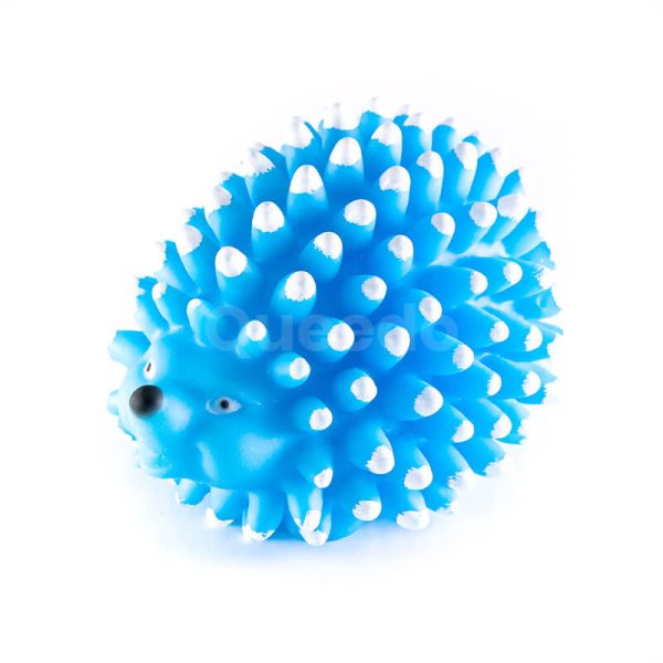 Zábavná gumená hračka pre psa ježko pichliače modrá