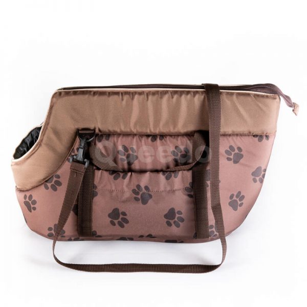 Kvalitná prepravná taška pre psa labky svetlohnedá Queedo