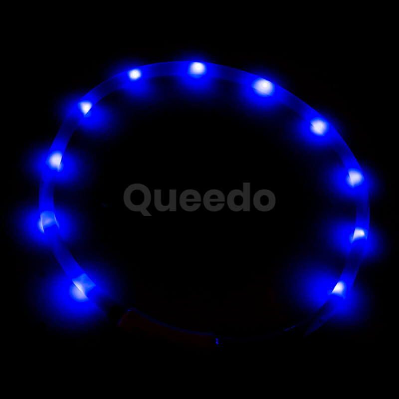 LED svietiaci obojok na psa silikónový modrý Queedo