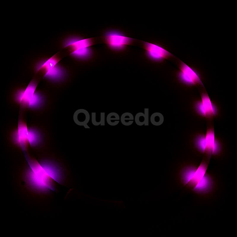 LED svietiaci obojok na psa silikónový ružový Queedo