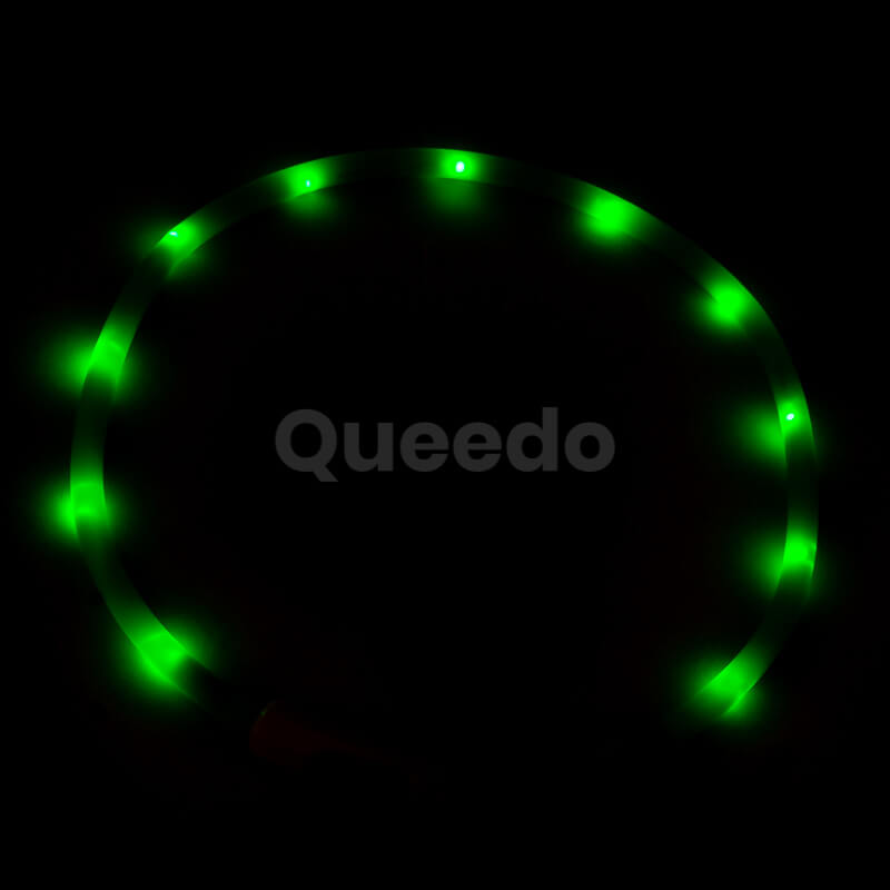 LED svietiaci obojok na psa silikónový zelený Queedo