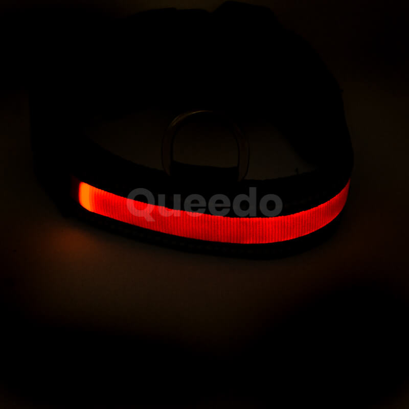 Svietiaci obojok pre psov LED nabíjací oranžový Queedo