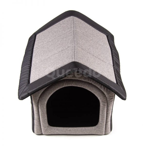 Textilný dom pre psa Inari sivo čierny Queedo
