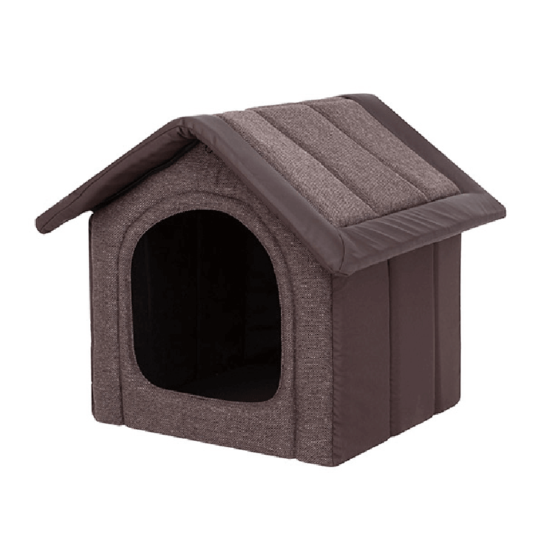 Látkový domček pre psa Inari s kožou hnedý 2