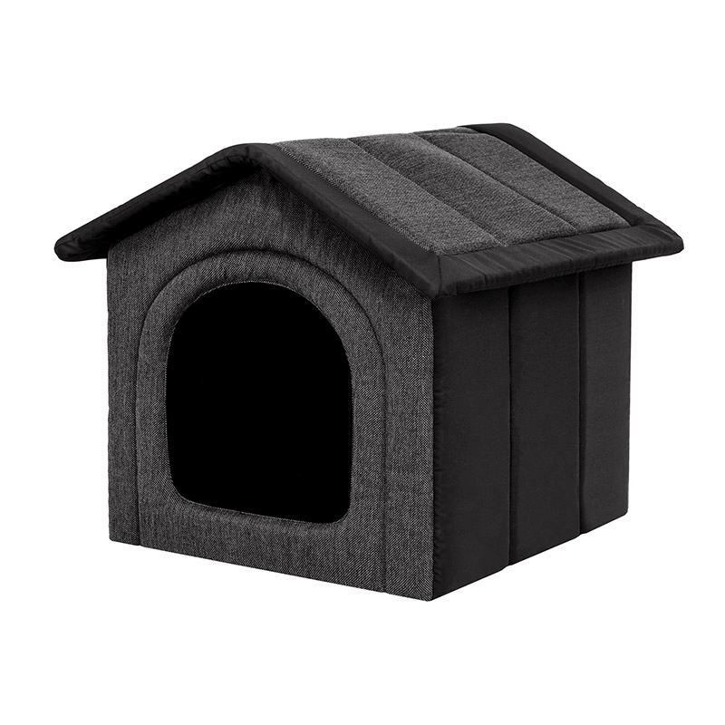 Látkový domček pre psa Inari tmavosivo čierny 1