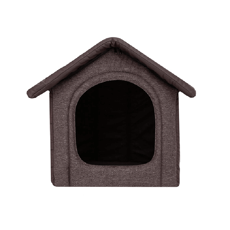 Textilný domček pre psa Inari s kožou hnedý 2